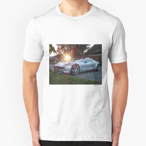 2012 Fisker Karma electric supercar against a sunset Slim Fit T-Shirt