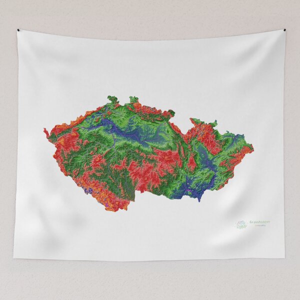 Item preview, Czechia Elevation Map in Unique Colours with White Background designed and sold by GrasshopperGeo.