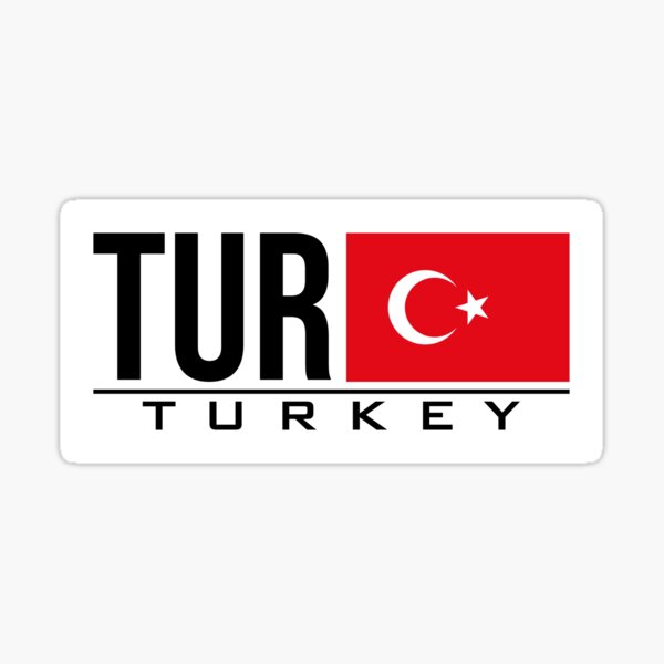 TR FLAG TURKEY COUNTRY CODE OVAL STICKER 