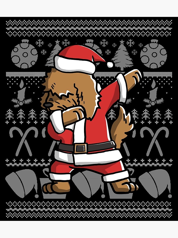 Thumbnail 3 of 3, Canvas Print, Goldendoodle Dabbing Dog Dab Ugly Christmas designed and sold by pecheeveli.