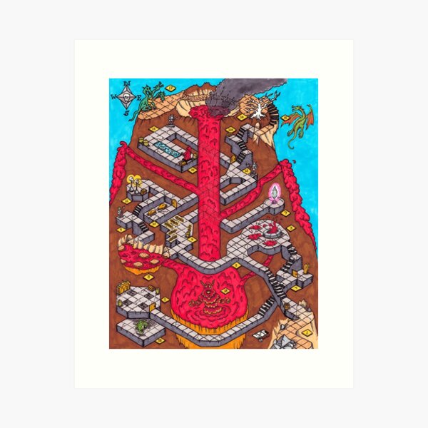 Volcano Map Art Print