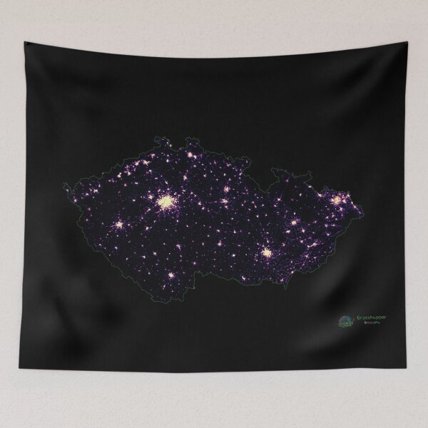 Item preview, Czechia Population Density Heat Map with Black Background designed and sold by GrasshopperGeo.