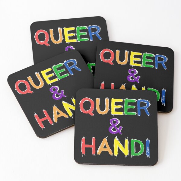 Artikelvorschau, Queer und handi (Regenbogen / schwarzer Hintergrund) entworfen und verkauft von MentaLee.