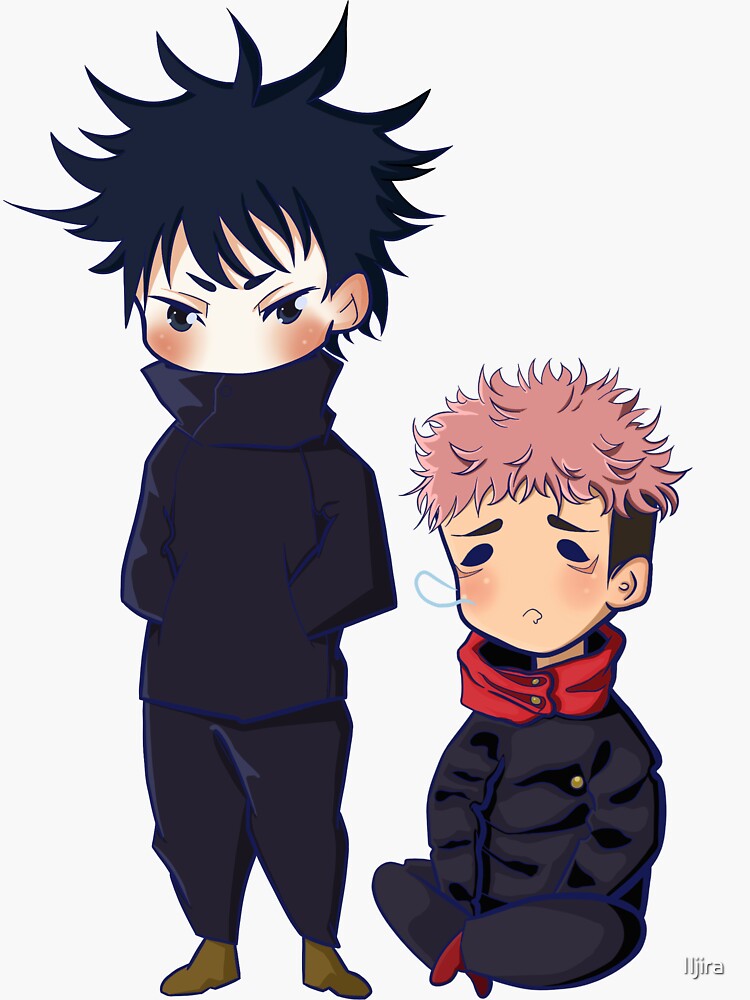 Jujutsu Kaisen Chibi Megumi And Yuji Sticker By Iljira Redbubble