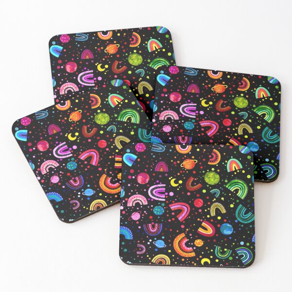 Item preview, Watercolor Rainbows Outer Space Black designed and sold by SamAnnDesigns.