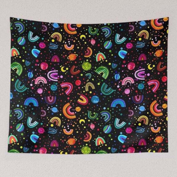 Item preview, Watercolor Rainbows Outer Space Black designed and sold by SamAnnDesigns.