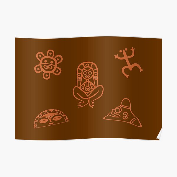 Puerto Rico Tainos Coqui Cemi Atabey Taino Sun Moon Reddish Brown Poster By Bydarling