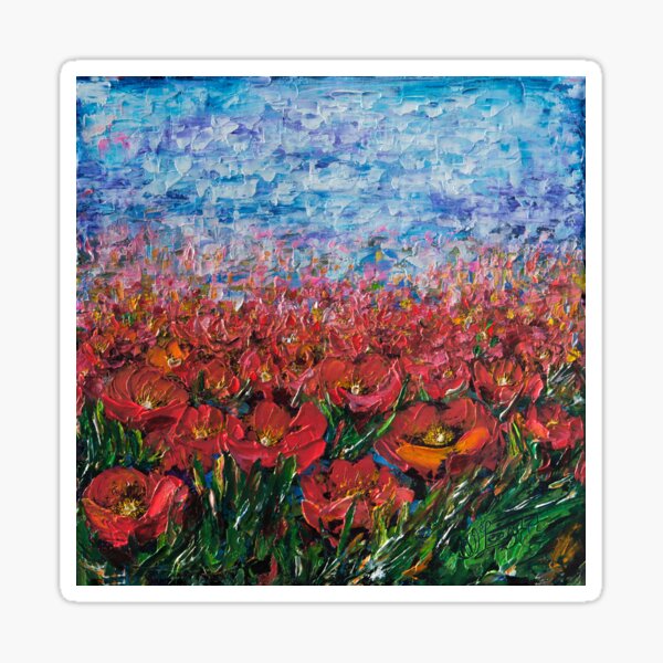 Item preview, Field of Scarlet: A Textured Landscape With a Palette Knife  designed and sold by Rocky Mountain Artistry.