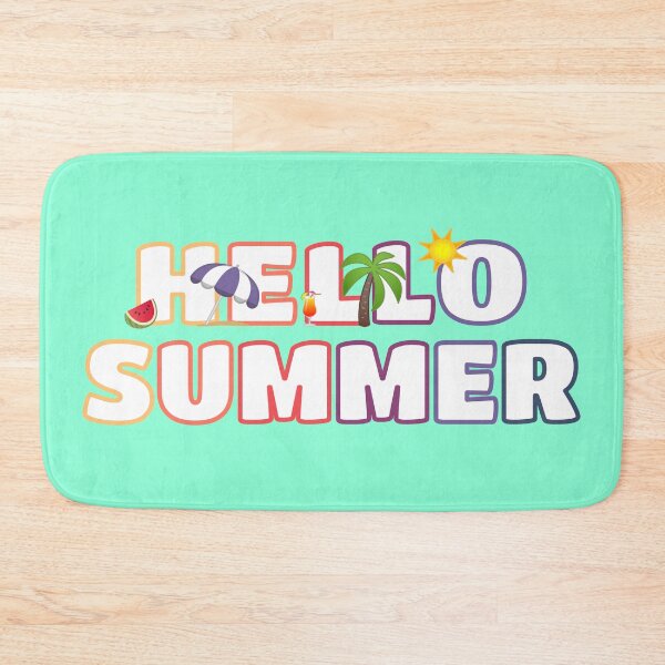 Item preview, Hello Summer Colorful Typography with fun summer icons designed and sold by Happy Puppy Print On Demand.