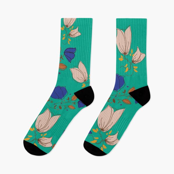 Artikelvorschau, Blaue und beige Blumenmuster entworfen und verkauft von Poppy-World.