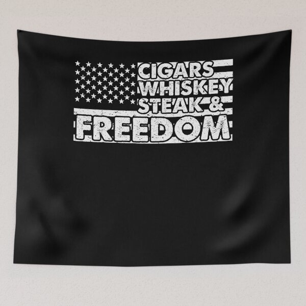 Item preview, Funny Cigars Whiskey Steak And Freedom American Flag designed and sold by tshirtexpressiv.