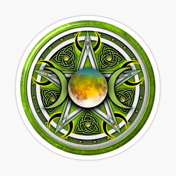 Green Celtic Pagan Pentacle Sticker