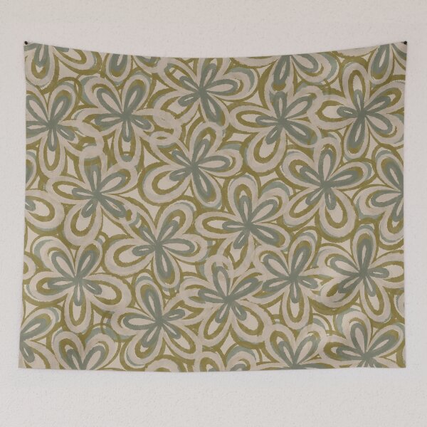 Item preview, Alice Flowers - Retro Floral Pattern in Vintage Olive Green, Beige, and Grey Sage designed and sold by kierkegaard.