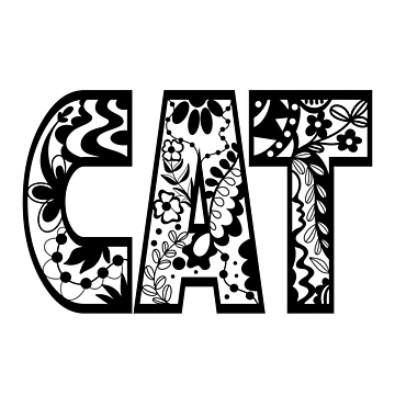 Artwork thumbnail, Cat text, Zentangle Letters, Lettering by kMariaART