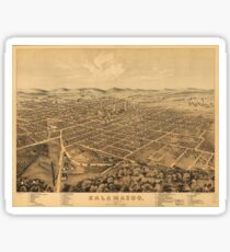 Vintage Pictorial Map of Kalamazoo Michigan (1874) Sticker