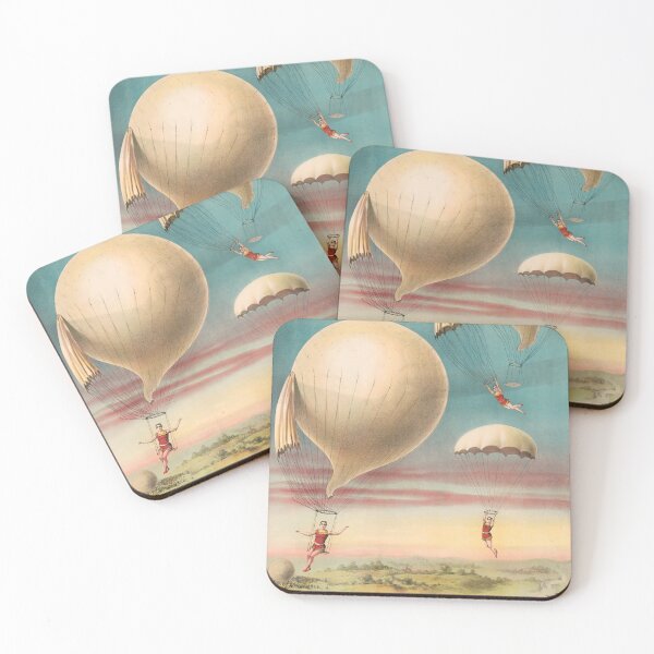 Item preview, Performers Parachuting From Balloons - Courier Lithograph Company - 1900 designed and sold by warishellstore.