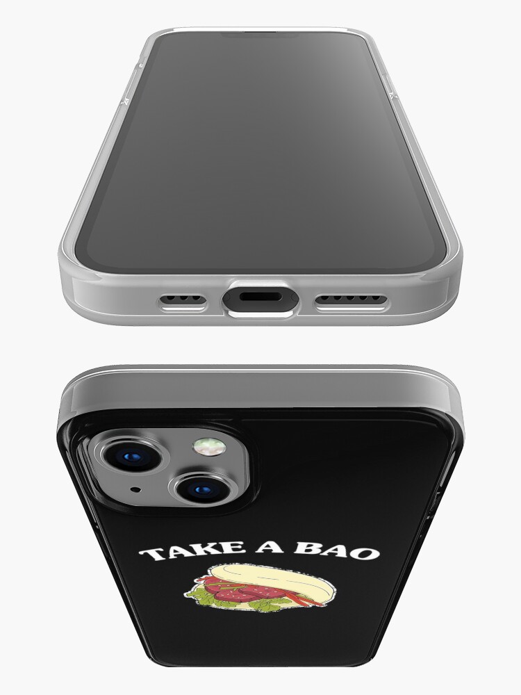 Discover Funny Asian Food Pun Steamed Buns Take A Bao graphic iPhone Case