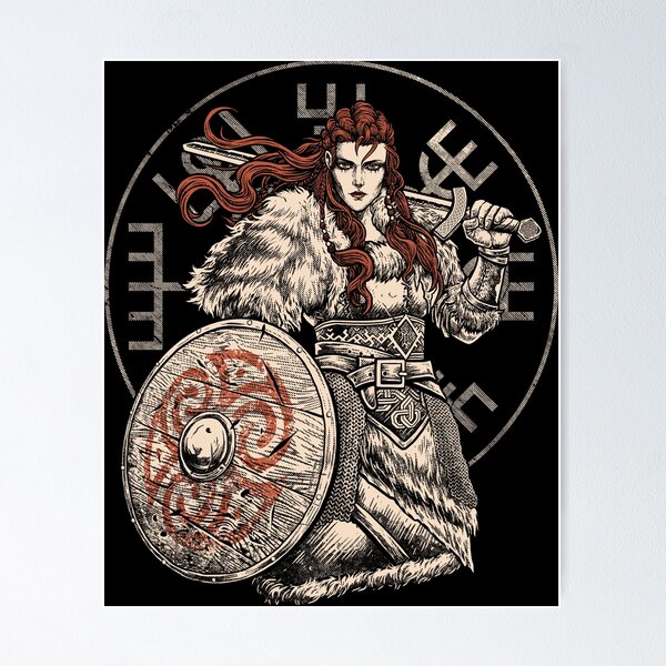 Norse Viking Shieldmaiden Wall Tapestry