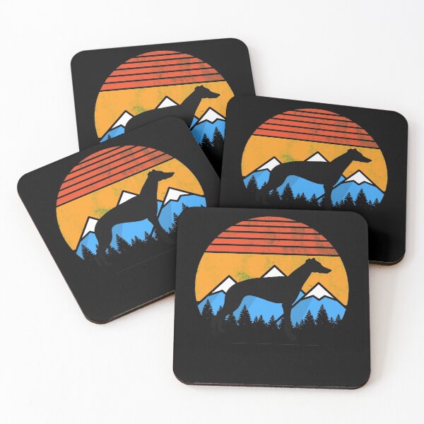 Artikelvorschau, Retro Distressed Vintage Sonnenuntergang Berge und Wald Windhund Hund Geschenk entworfen und verkauft von Guarddogdrive.