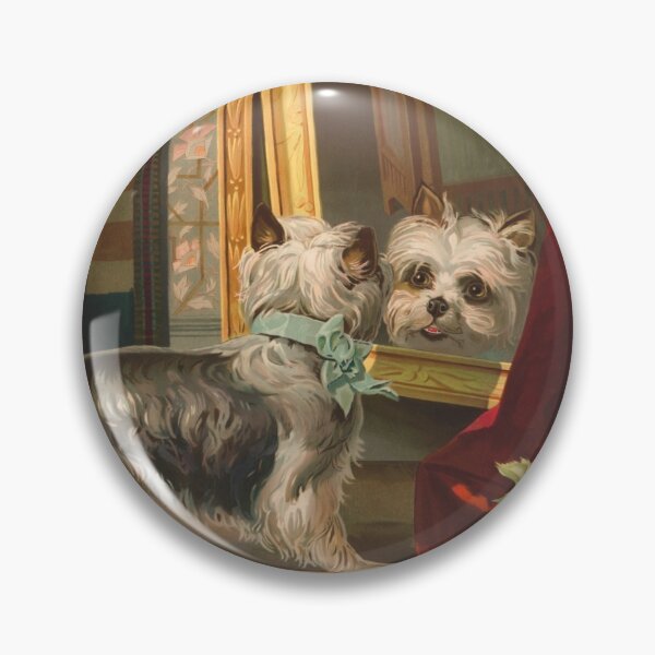 Item preview, Dog Looking Into Mirror - Vintage Lithograph - 1888 designed and sold by warishellstore.