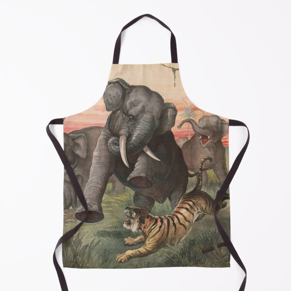 Item preview, Herd Of Elephants Charging A Tiger - Vintage Lithograph - 1880 designed and sold by warishellstore.