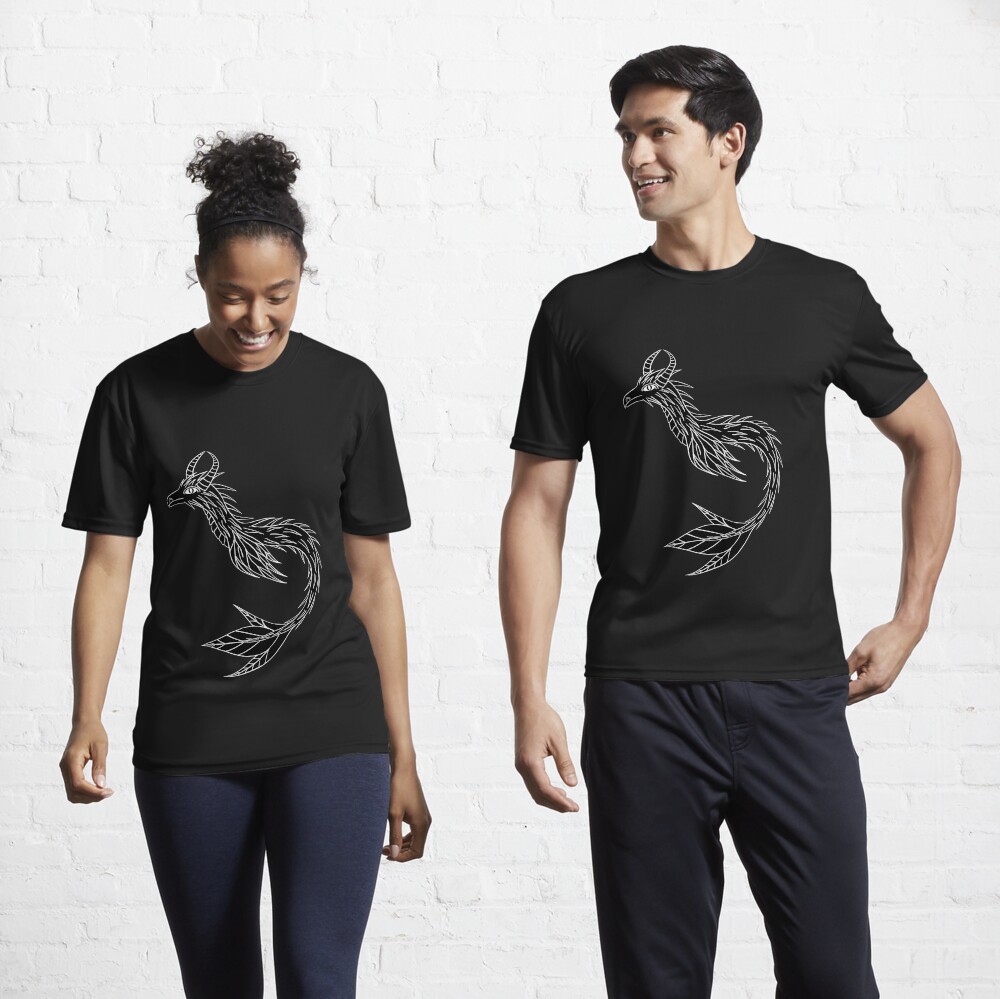 Discover Spiky Black and White Sea Dragon, White Outlines. | Active T-Shirt
