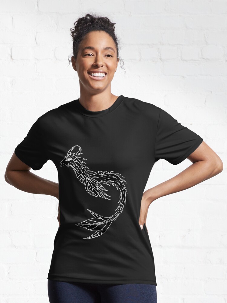 Disover Spiky Black and White Sea Dragon, White Outlines. | Active T-Shirt