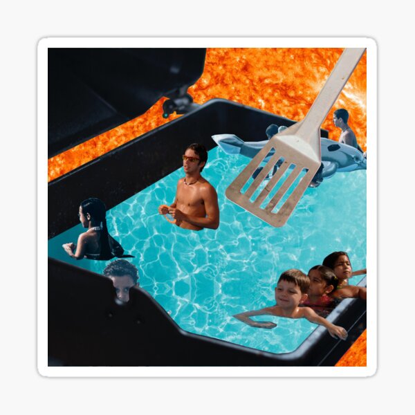 Warm Swimming Pool of Summer (Collage Art) Sticker
