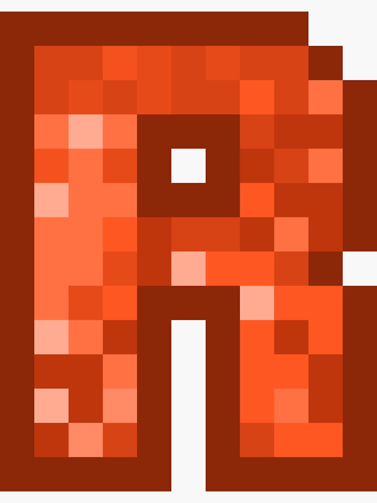 Letter Art Orange Retro Pixel Pattern - R Sticker for Sale by