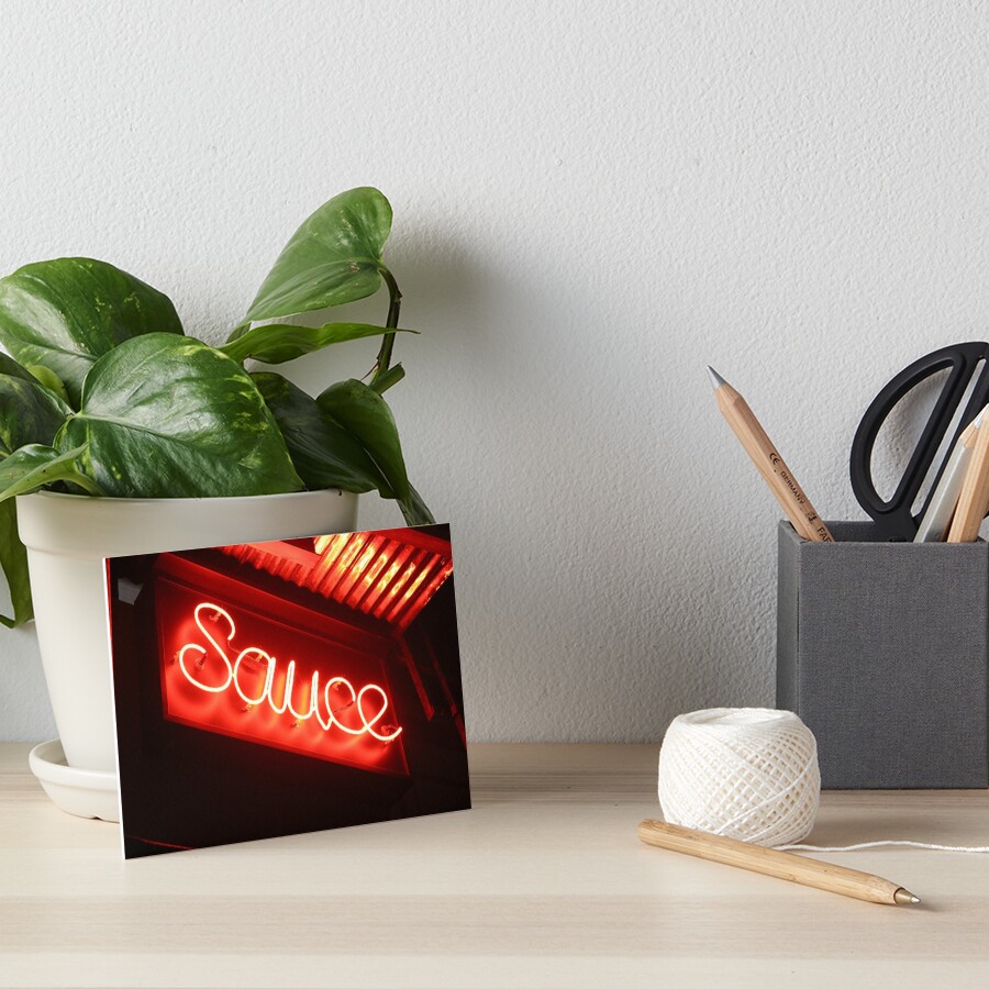 Sauce (phtograph of cursive neon sign in New York) Art Board Print
