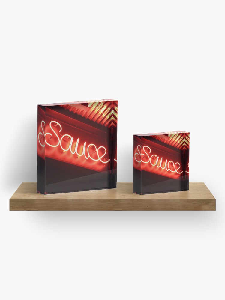 Alternate view of Sauce (phtograph of cursive neon sign in New York) Acrylic Block