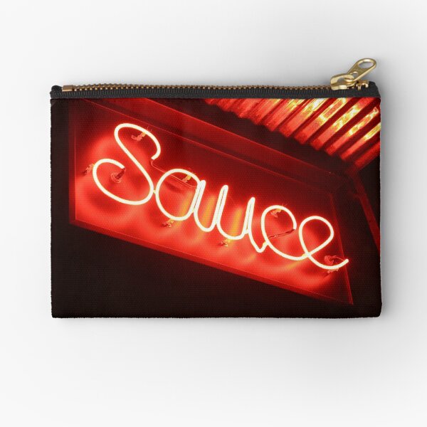 Sauce (phtograph of cursive neon sign in New York) Zipper Pouch