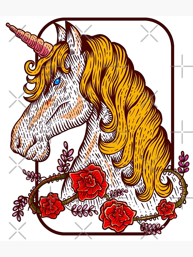 "Unicorn Flower Hand Draw Art" Poster for Sale by 70scolombo Redbubble