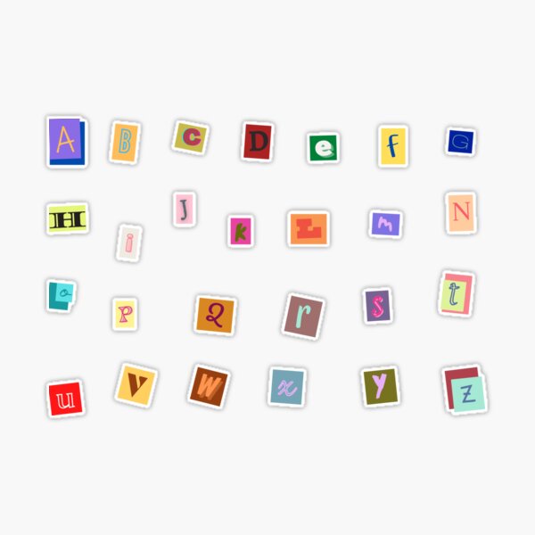 Scrapbook colourful newspaper alphabet letters Sticker for Sale by  hollyrogers