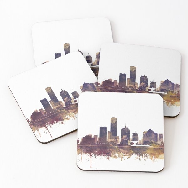 Item preview, Milwaukee Skyline Watercolor Orange Purple by Zouzounio Art designed and sold by zouzounioart.