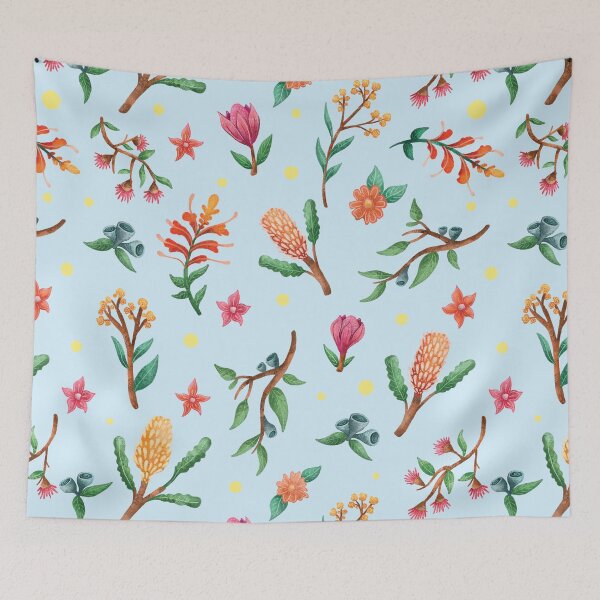 Item preview, Blue Australian native plant pattern, Native flowers and Leaves Pattern designed and sold by StrayLeaves.