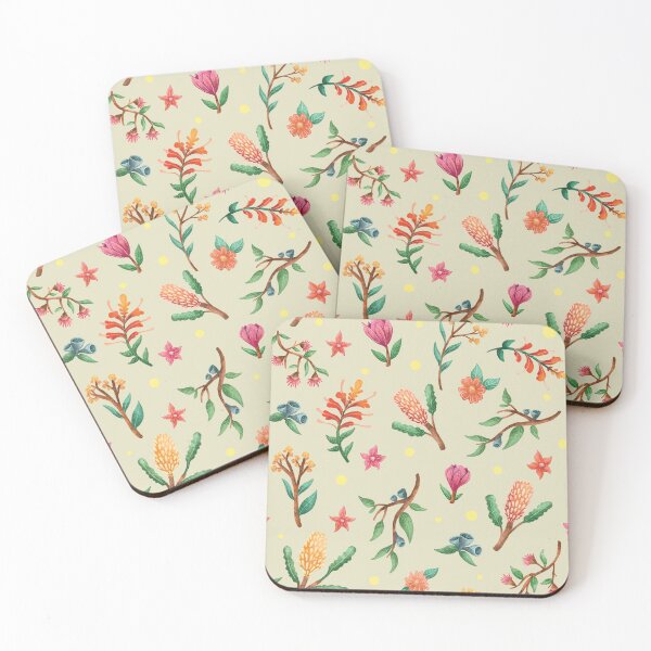 Item preview, Green Australian native plant pattern, Native flowers and Leaves Pattern designed and sold by StrayLeaves.