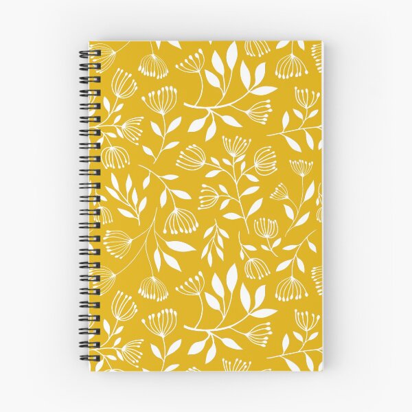 Item preview, White on Ochre Sprigs Floral Pattern designed and sold by Lesley Fitzpatrick.