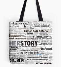 Hillary Clinton Historic Headlines Tote Bag
