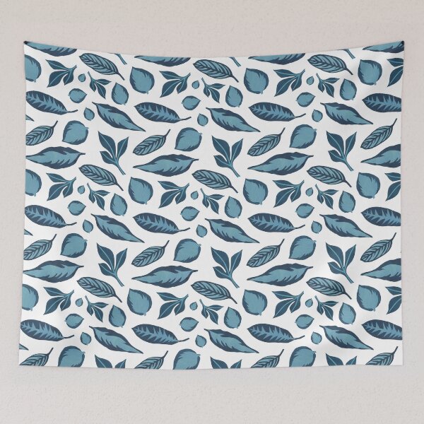Item preview, Blue and White Tropical Leaves designed and sold by Lesley Fitzpatrick.