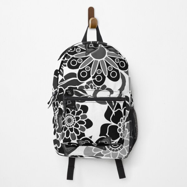 Item preview, Funky Retro Black and white Flowers and Butterflies Art designed and sold by Alondra.