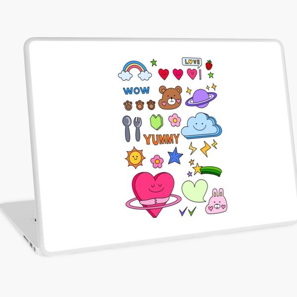 cute bear heart rabbit character(transparent background) Laptop Skin