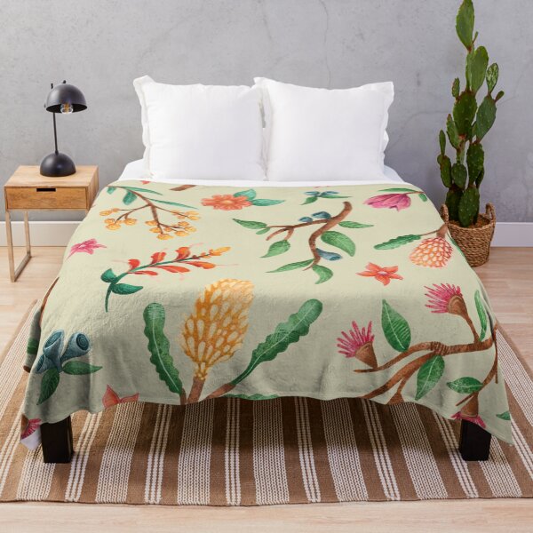 Item preview, Australian native plant pattern GREEN, Native flowers and Leaves Pattern designed and sold by StrayLeaves.