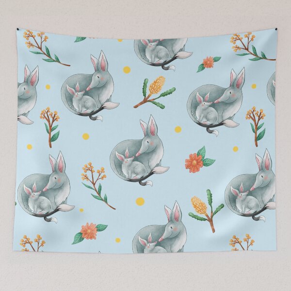 Item preview, BLUE Australian Bilby pattern designed and sold by StrayLeaves.