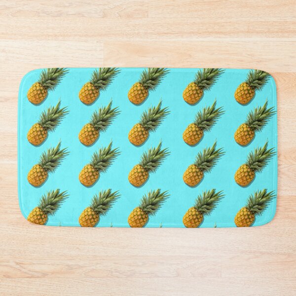 Item preview, Fruit Pattern with Fresh Organic Pineapples with Hard Shadows Bright Azure Pattern Top View Flat Lay Minimalist Design designed and sold by Peekonet.