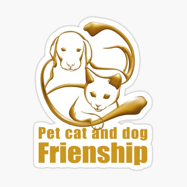 Pet cat and dog friendship design. Sticker