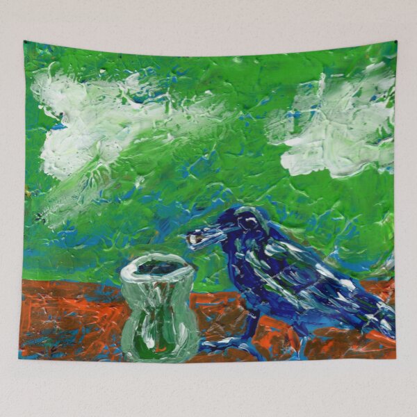 Item preview, "I'm Not Really Sure If I'm Still Thirsty" Crow with Pitcher designed and sold by Gelarie Johnson.