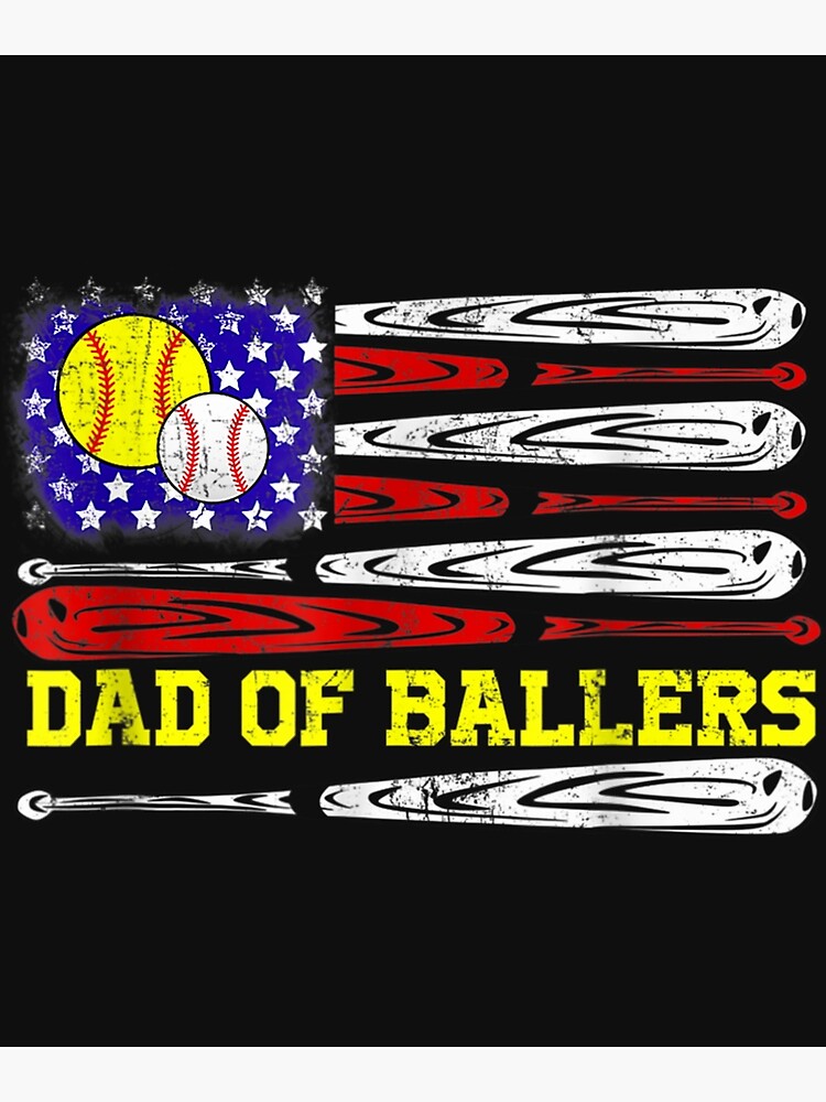 Dad of Ballers Football Baseball Dad Funny Quote Fathers Day Long Sleeve  T-Shirt