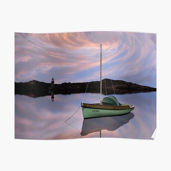 SAILING BENEATH A SUNSET SKY Poster