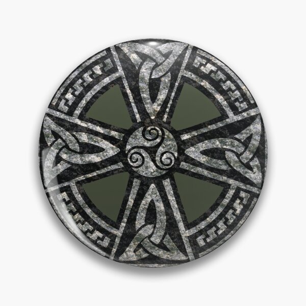 Item preview, Stone Celtic Cross with knotwork and Triskell - Rifle Green designed and sold by deusrex007.